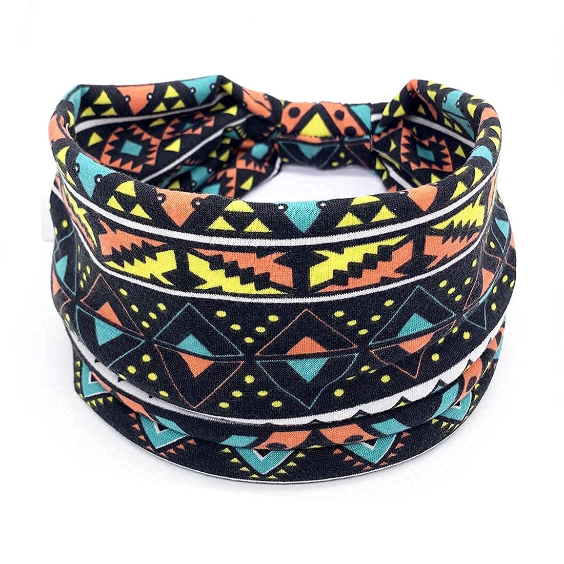 Boho Wide Turban Headbands for Women - 3 Pack Floral Print Yoga Head Wraps with Red Knot Elastics - Perfect for Workouts, Running, and Fashion Accessories (Floral 7)