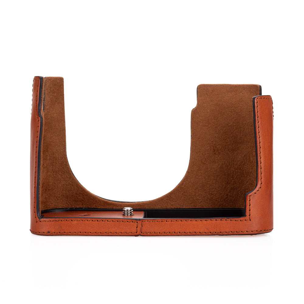 Leica Q3 Genuine Leather Half Case in Cognac - Premium Protection for Your Camera | Perfect for Travel, Street & Professional Photography