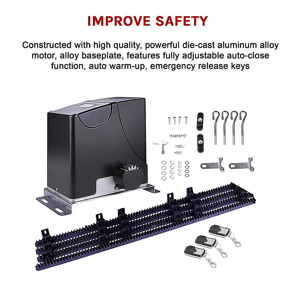 1000KG Heavy Duty Automatic Sliding Gate Opener with 4m Rail - Commercial & Residential Driveway Security System for Homes, Warehouses & Industrial Properties