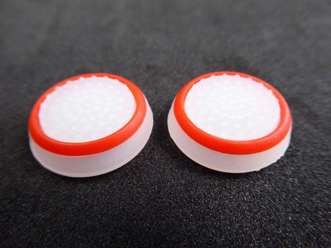 Silicone Thumb Stick Joystick Cap for Nintendo Switch Joy-Con - Analog Grip Cover (White-Red) - Improve Gaming Comfort & Control for Switch Lite/OLED