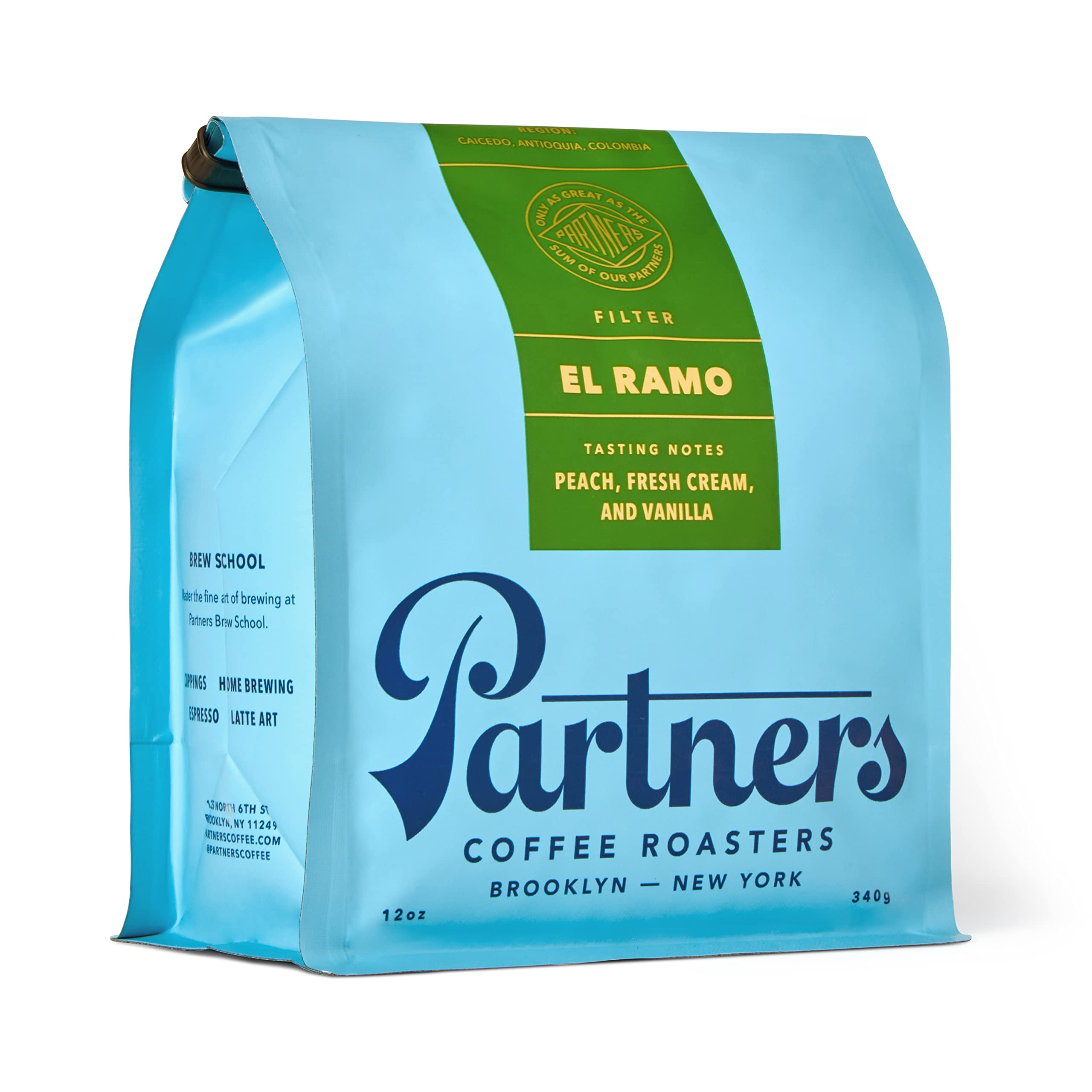 Partners Coffee, Colombia - El Ramo, Premium Whole Bean Coffee, 12 Ounce (340g) - Medium-Light Roast - Specialty Single Origin Arabica Beans for Pour Over, French Press & Espresso - Perfect for Home Brewing & Gifts