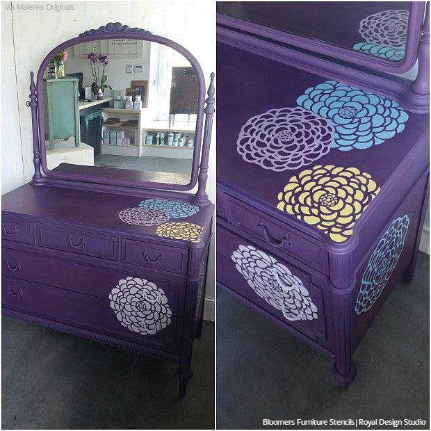 Bloomers Furniture Stencil Set - Reusable DIY Wooden Decorative Painting Templates for Home Decor & Crafts | Perfect for Furniture Upcycling, Wall Art, and DIY Projects