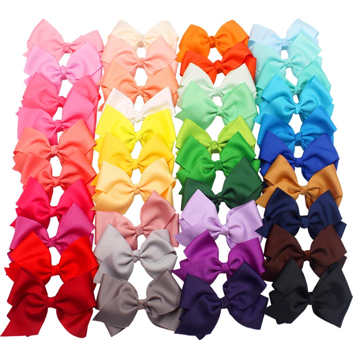JOYOYO 40 Colors 4 Inch Hair Bows Clips for Girls - Pigtail Bows & Alligator Clips for Baby Girls with Fine Hair - Perfect for Infants, Toddlers, Birthday Parties & Daily Hair Accessories