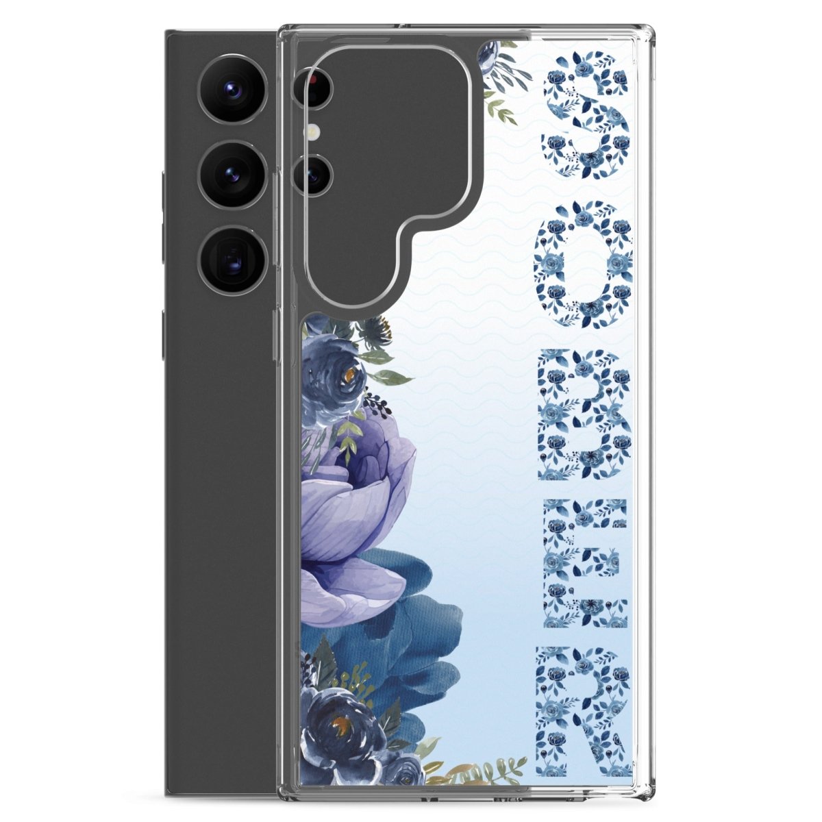 SOBER Moody Chinoiserie Samsung Phone Case - Clear Deep Floral Design Protective Cover for Galaxy S23/S22/S21 - Perfect for Women's Fashion & Home Decor Style
