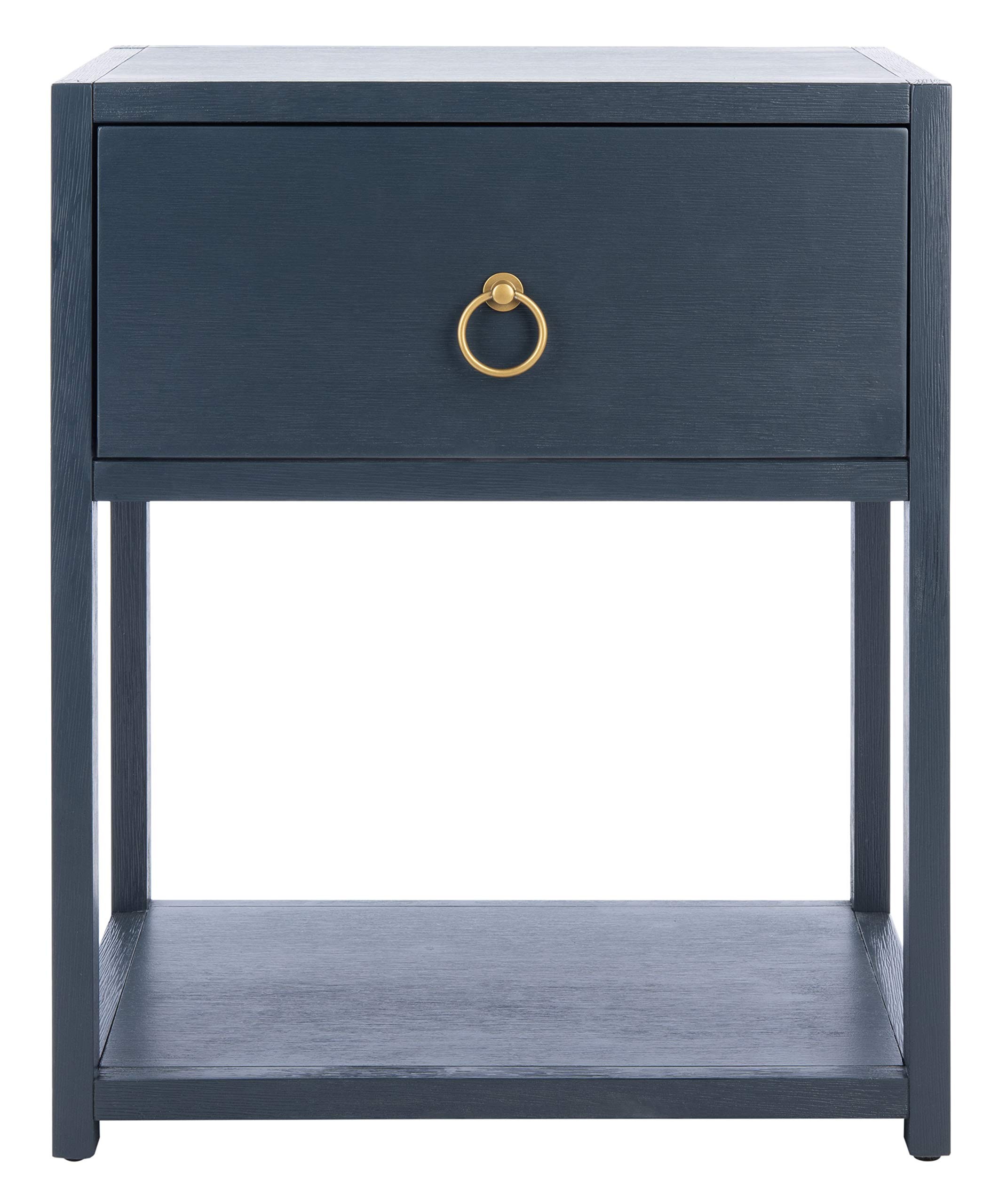 Safavieh Home Collection Yudi Navy and Gold 1-Drawer Nightstand - Modern Bedside Table for Bedroom, Living Room & Office - Compact Storage with Elegant Design
