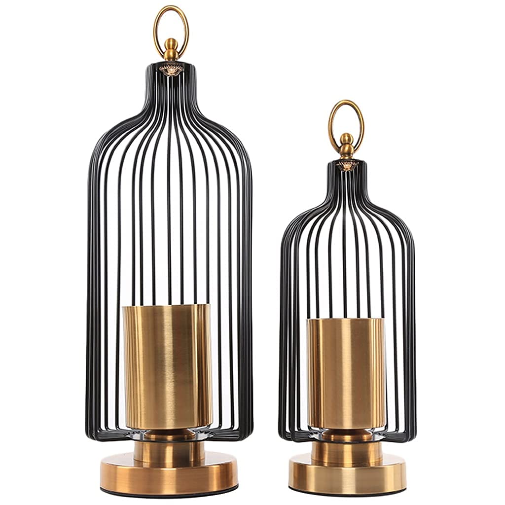WLALLSS Black Bird Cage Candle Holder - Metal Base Romantic Home Decor for Candlelight Dinners, Weddings & Outdoor Parties (Color: Black, Size A) - Perfect for Table Centerpieces, Wedding Decorations and Romantic Ambiance
