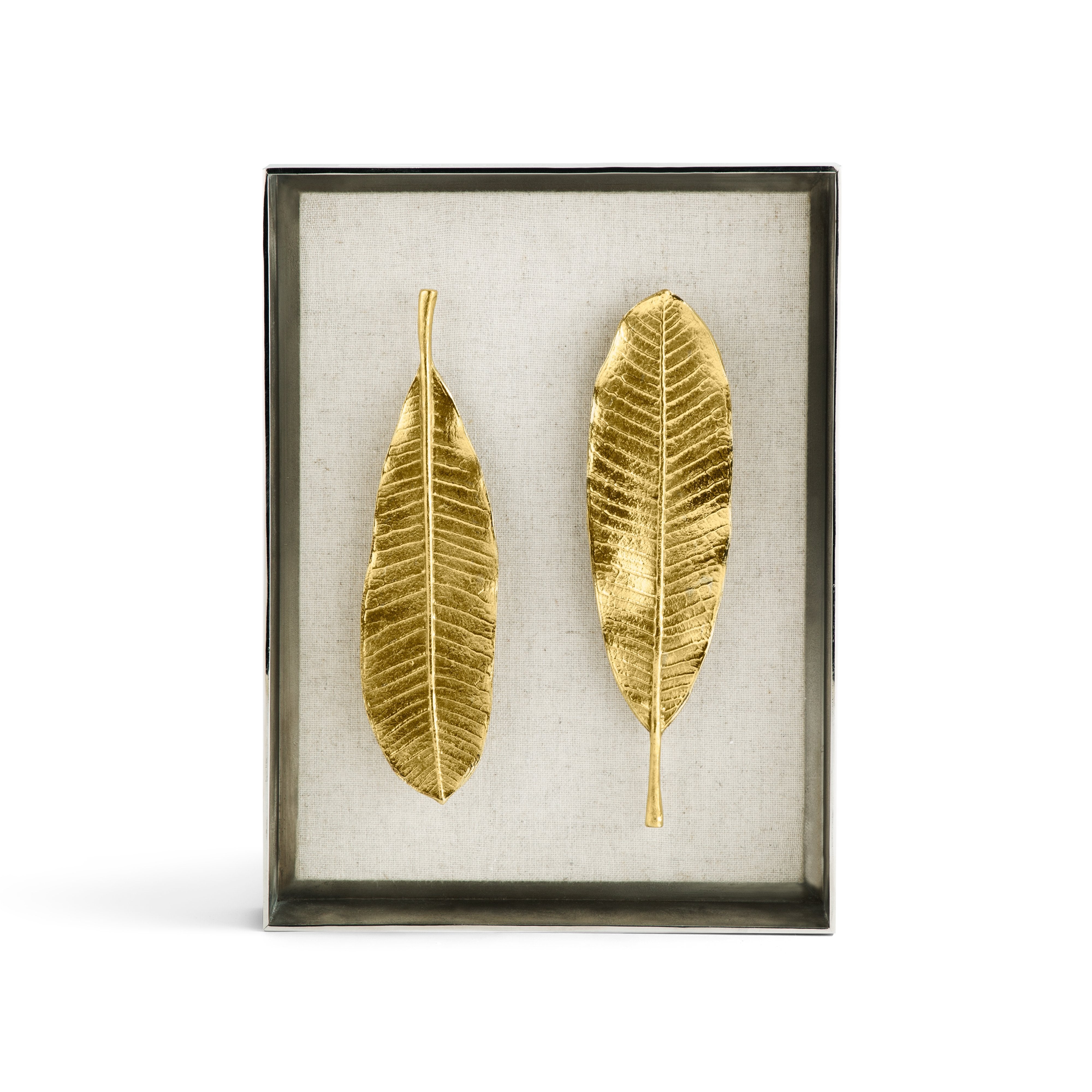 Handmade Champa Leaf Fabric Shadow Box Wall Art - Elegant Home Decor for Living Room, Bedroom & Office - Perfect for Boho, Vintage & Farmhouse Style Interiors