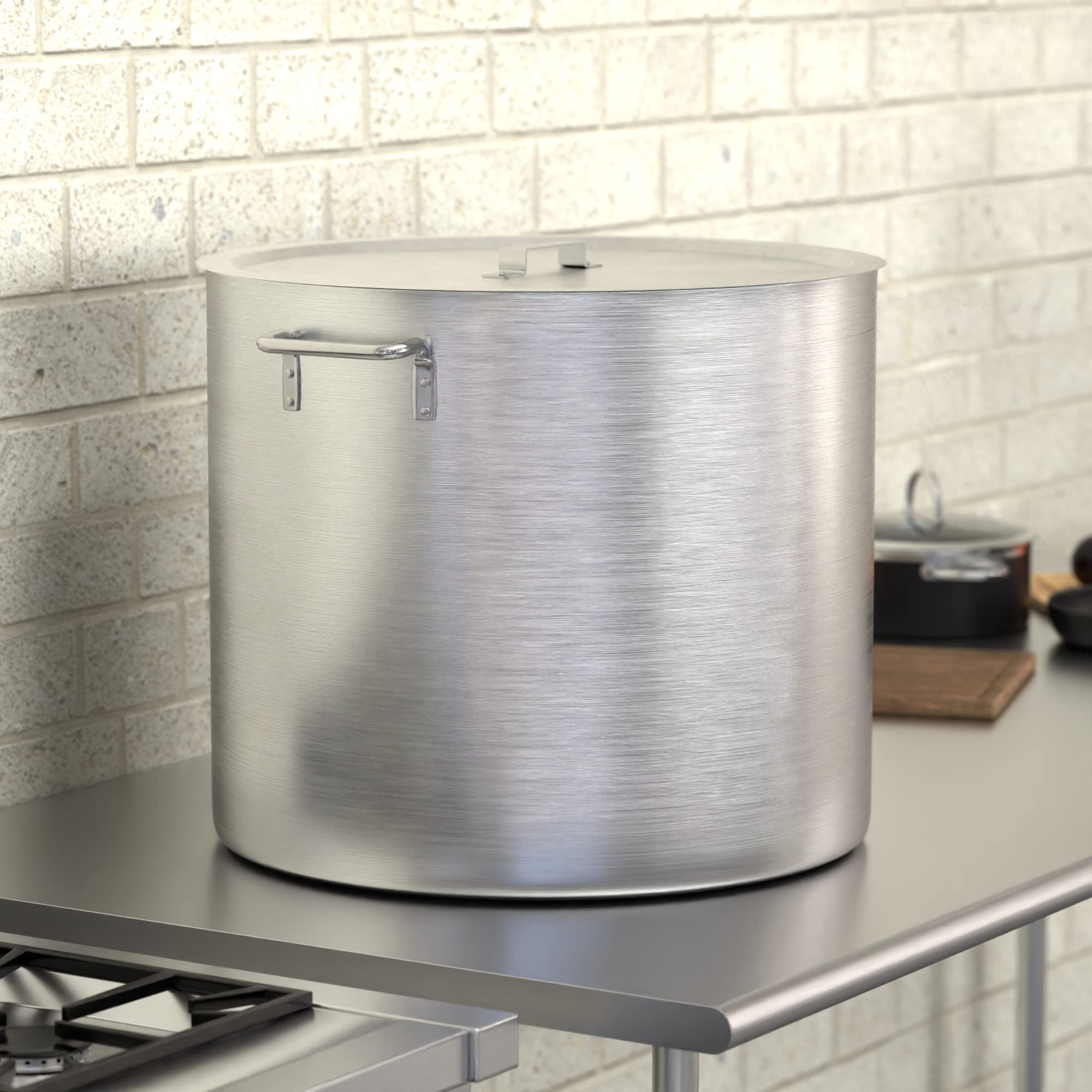 100 Qt. Heavy Duty Aluminum Stock Pot with Lid - Perfect for Large Batch Cooking, Canning, and Commercial Kitchen Use