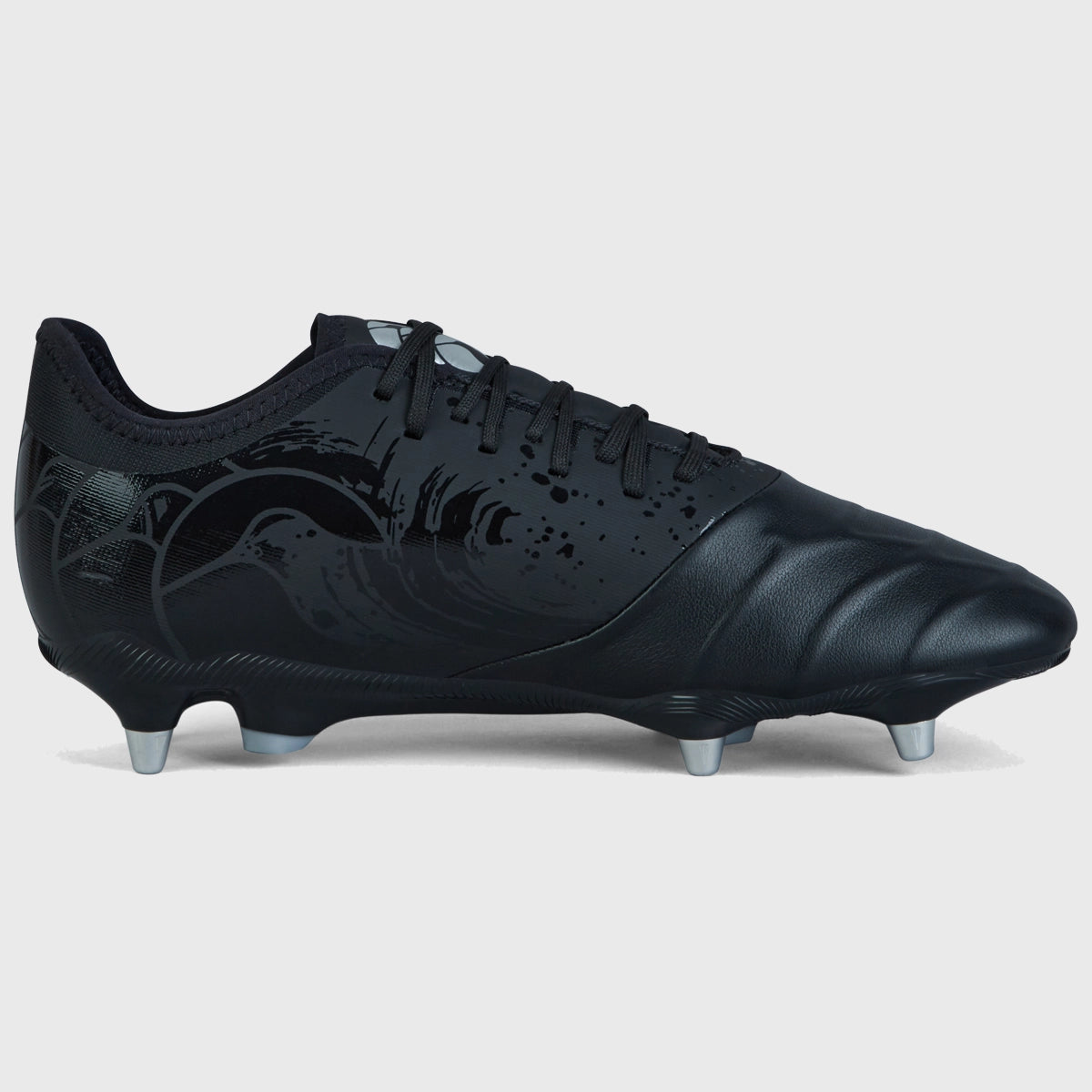 Canterbury Phoenix Genesis Pro SG Rugby Boots for Men - Black/Silver - High-Performance Rugby Cleats for Firm Ground - Perfect for Rugby Matches, Training & Outdoor Sports