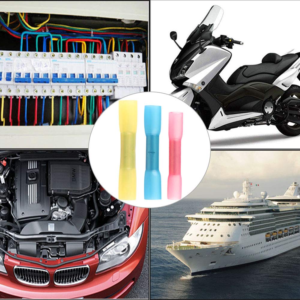 FULARR 80Pcs Heat Shrink Wire Connectors - Marine Grade Waterproof Terminals (22-16 AWG, Red) for Automotive & Marine Electrical Repair