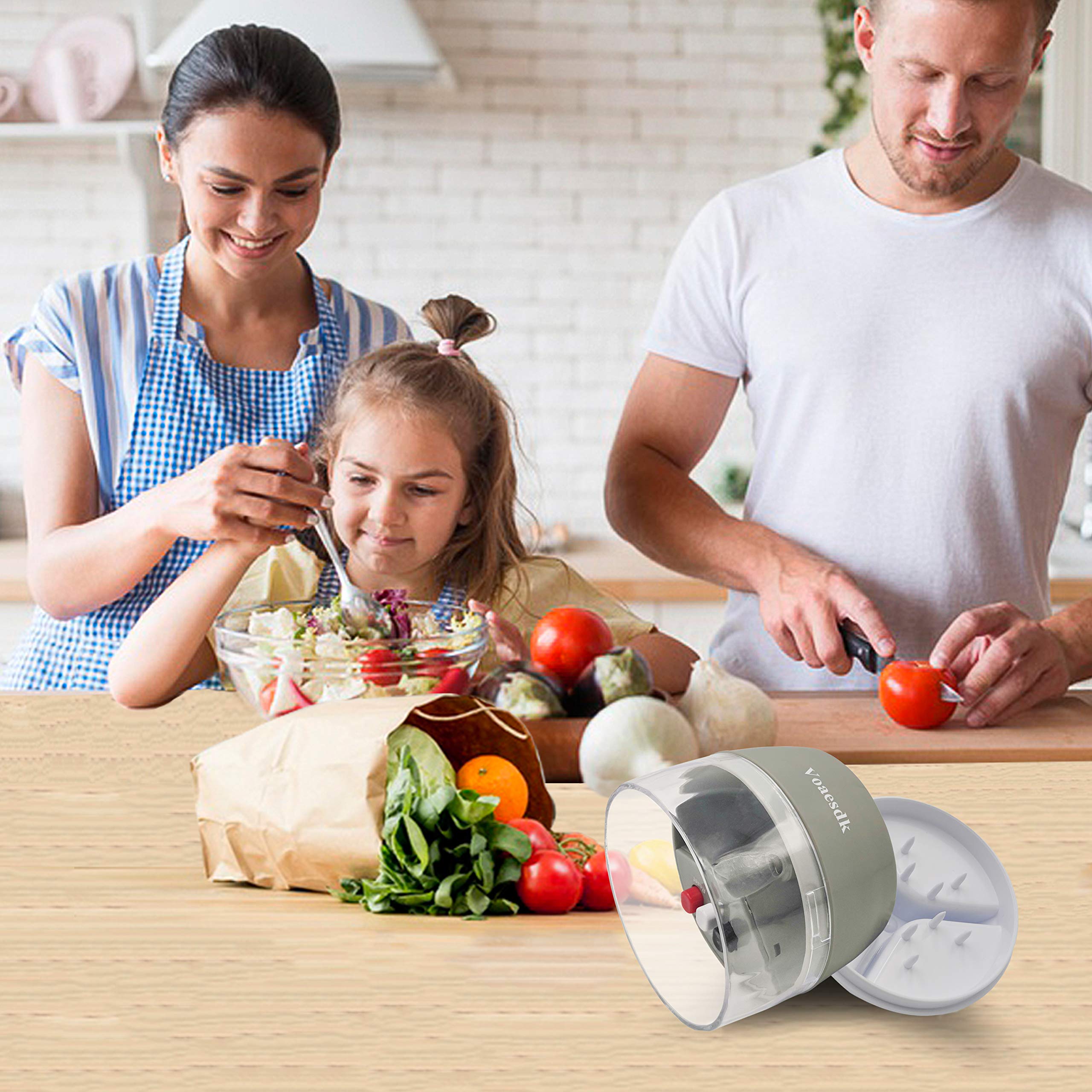 4-in-1 Heavy Duty Handheld Spiralizer Vegetable Slicer - Zucchini Spaghetti Maker for Carrots, Cucumbers, Onions & Fruits - Perfect for Salads, Pasta Dishes & Healthy Snacks (Gray)