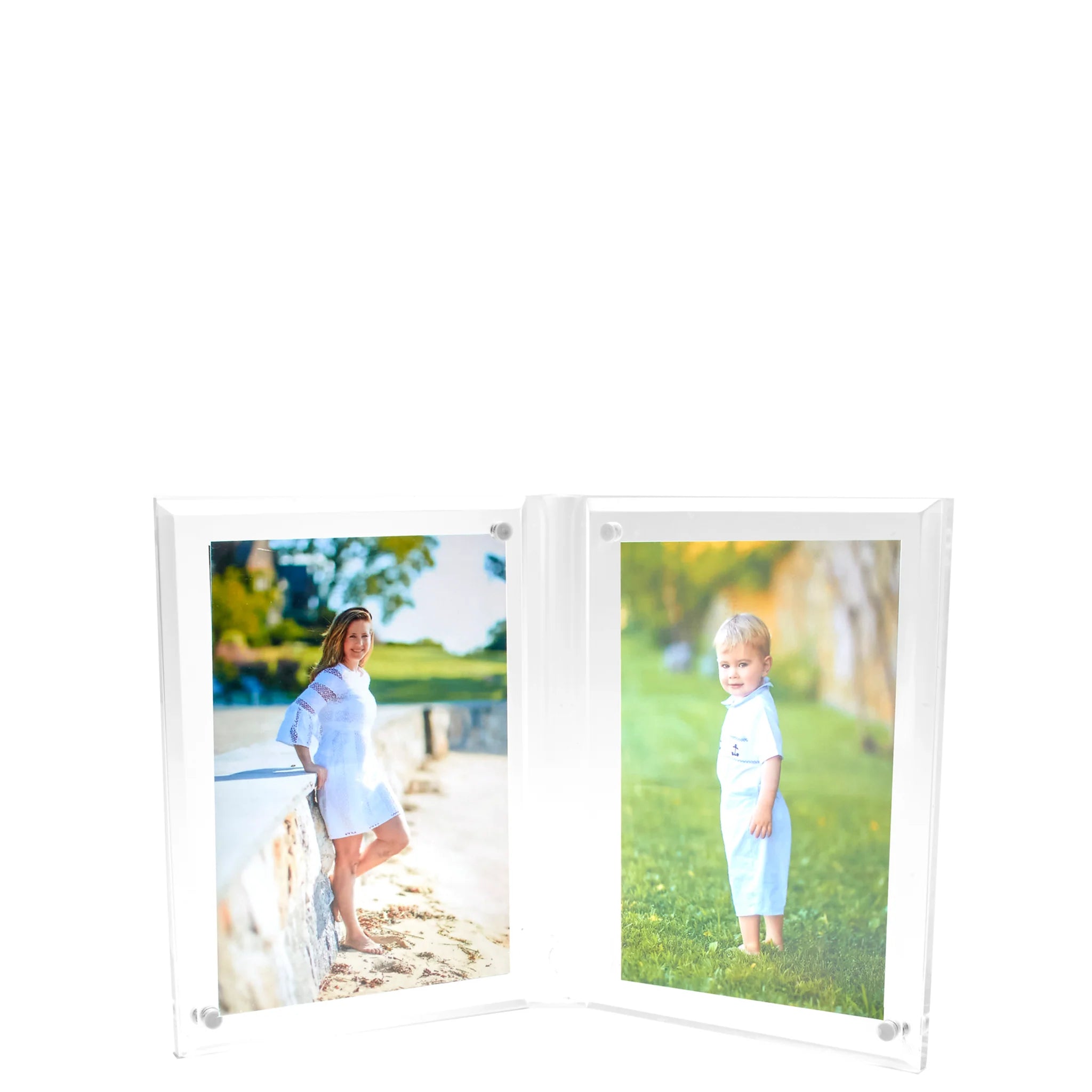 Tara Wilson Designs Double Beveled Acrylic Picture Frame - Elegant Wall & Tabletop Display for Photos, Artwork, and Memorabilia - Perfect for Home, Office, and Gift Giving