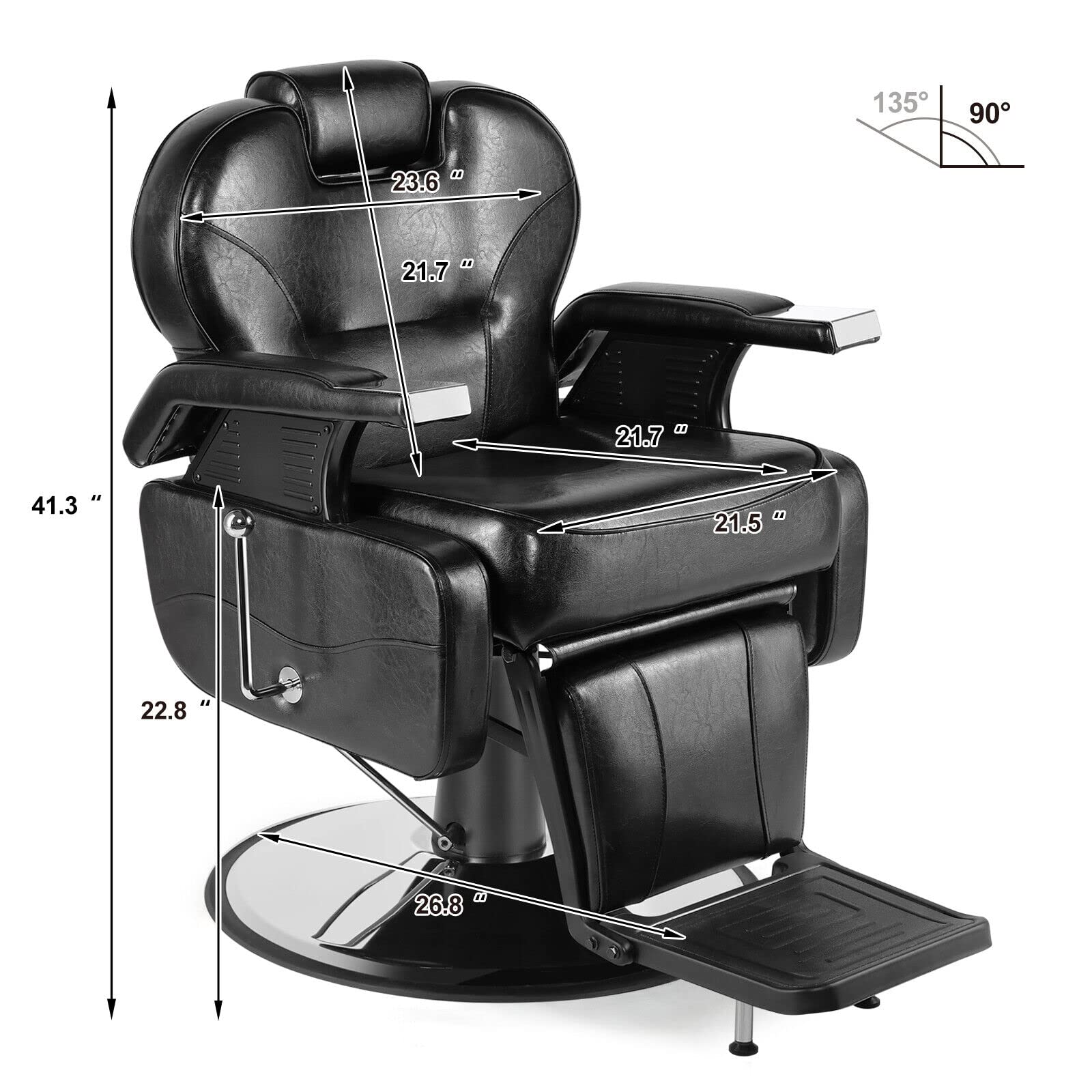 Professional Hydraulic Recline Barber Chair - Black All-Purpose Salon Styling Chair for Hairdressing, Beauty Shops & Barber Shops | Perfect for Haircuts, Styling & Shaving Services
