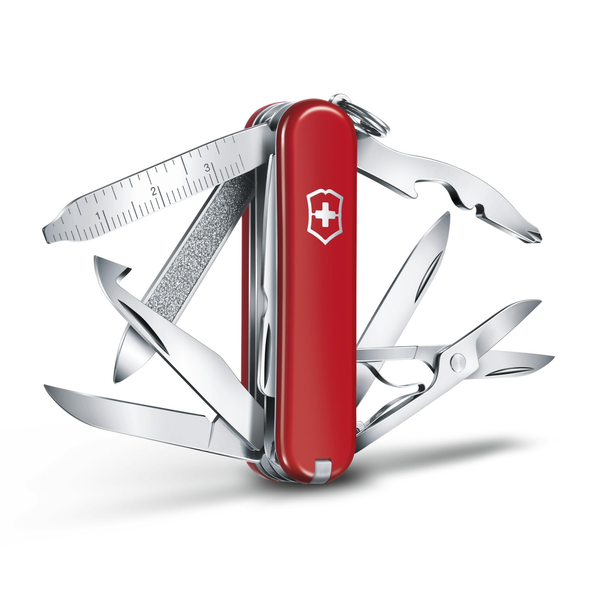 Victorinox Swiss Army Minichamp Pocket Knife - 58mm Red Multi-Tool with Scissors, Nail File & Keyring - Perfect for Camping, Hiking & Everyday Carry (EDC)