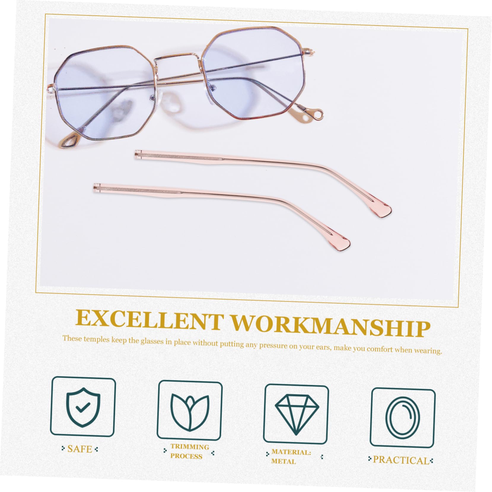 STOBOK Rose Gold Metal Glasses Repair Kit - 1 Pair of Glasses Accessories for Broken Frames, Nose Pads & Screws - Perfect for Eyeglass, Sunglass & Reading Glass Fix at Home or Travel