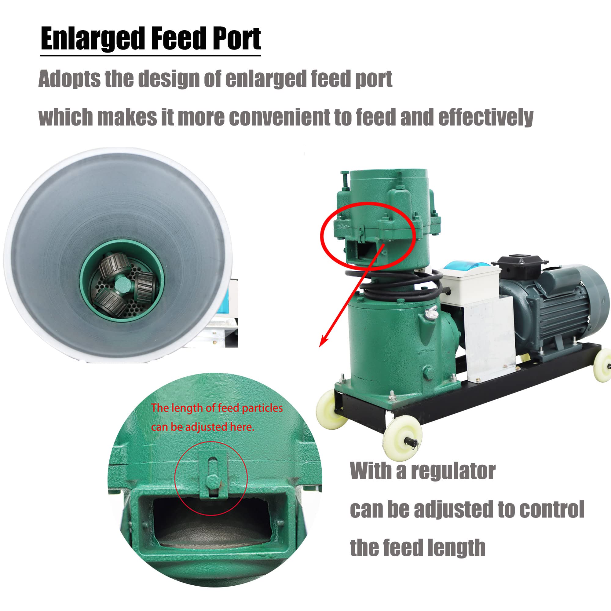 Electric Animal Feed Pellet Machine - 3 Roller Chicken Feed Grinder & Granulator with 6MM Holes Plate (220V) for Farm Poultry, Livestock, and Pet Food Processing | Perfect for Small Farms, Homesteads & DIY Animal Feed Production