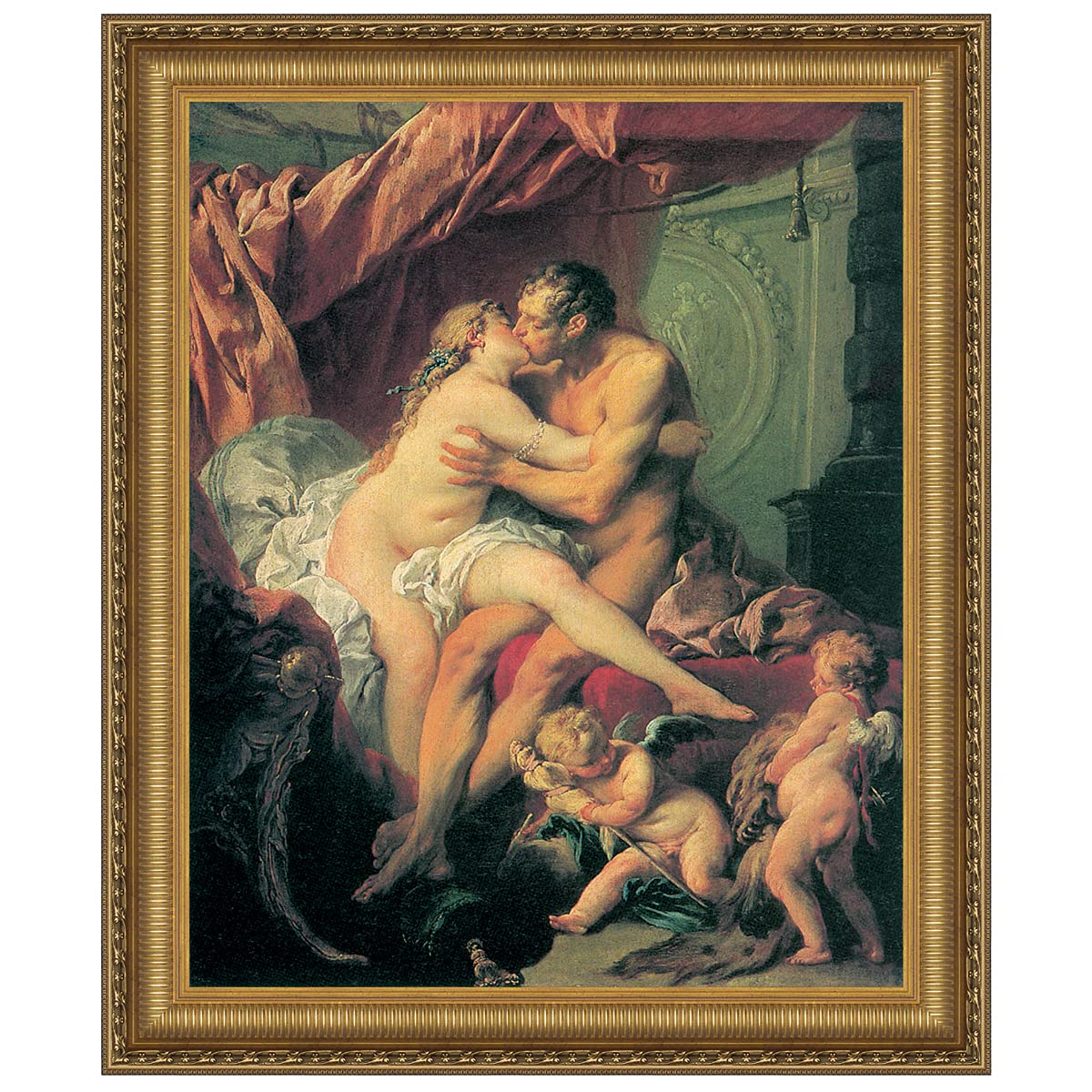 Design Toscano Hercules and Omphale 1735 Canvas Replica Painting - Medium Size Wall Art for Living Room, Bedroom & Office Decor