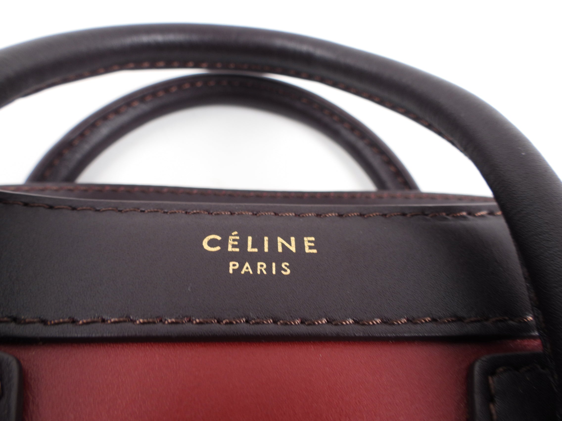 Céline Tri-Color Leather Nano Luggage Tote Crossbody Bag for Women | Stylish Designer Handbag for Work, Travel & Everyday Use