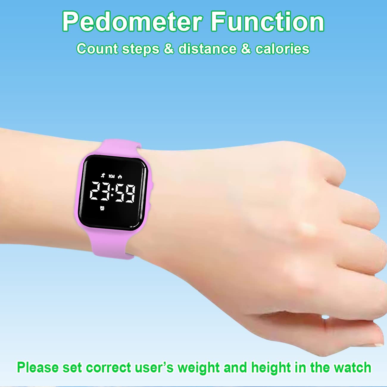 Kids Fitness Tracker Watch - Step Counter, Calorie & Distance Monitor, LED Sports Watch with Timer, 2 Alarms, 21-Day Battery Life - No App/Bluetooth Needed - Perfect for Boys & Girls Outdoor Activities, School PE & Daily Exercise