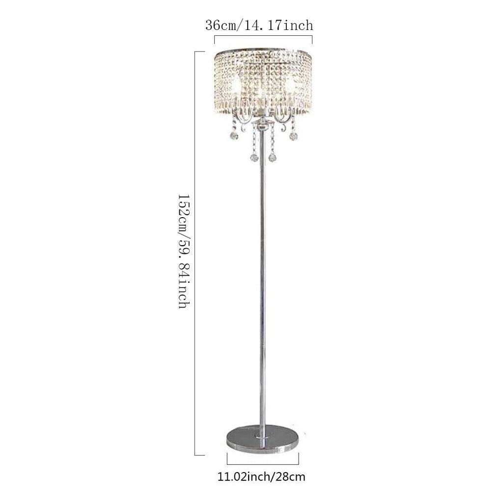 Elegant K9 Crystal Floor Lamp with Chrome Finish - 2-Light Modern European Luxury Lighting for Living Room, Bedroom & Office Decor