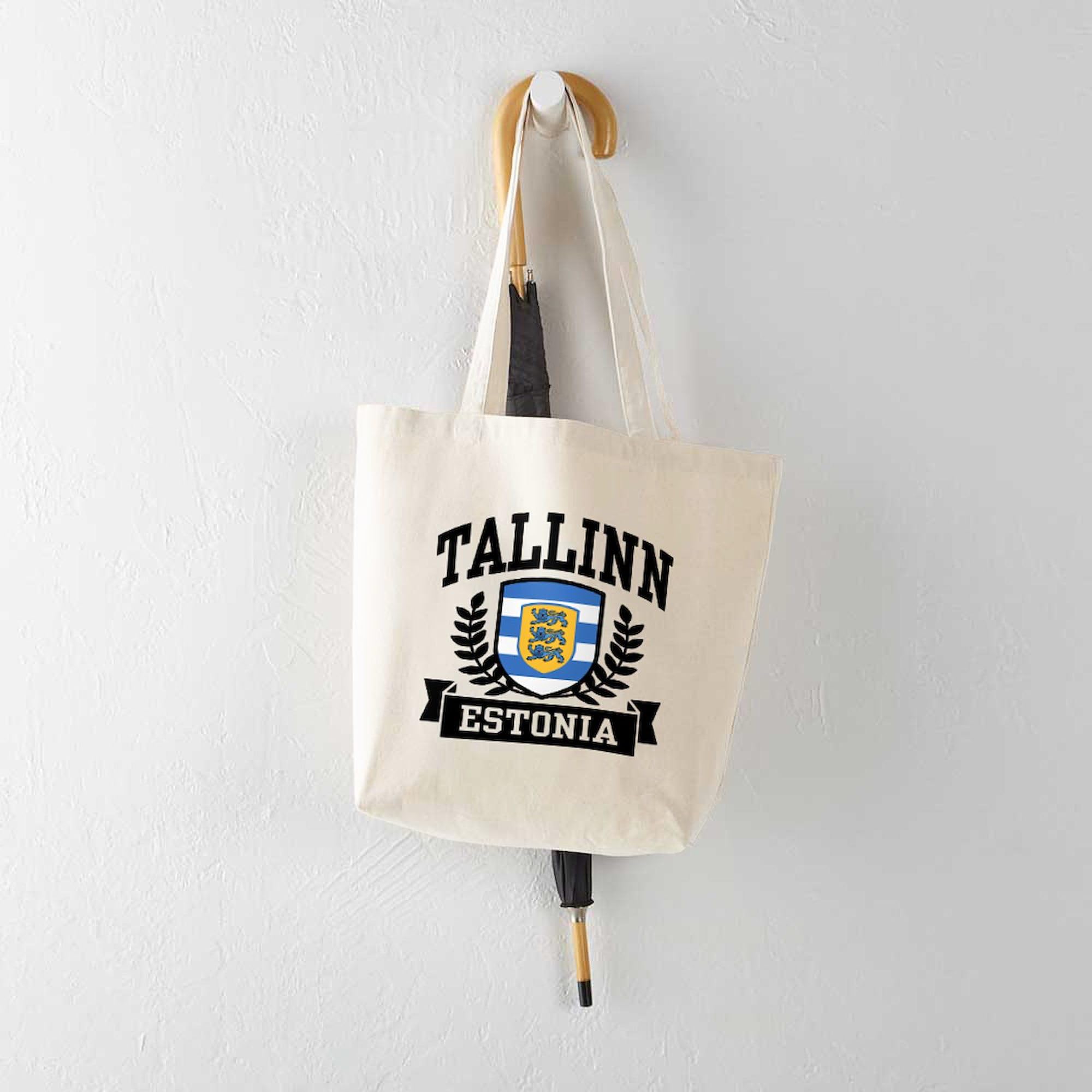 Stylish Tallinn Estonia Tote Bag - Natural Canvas Reusable Shopping Bag for Groceries, Beach & Daily Use