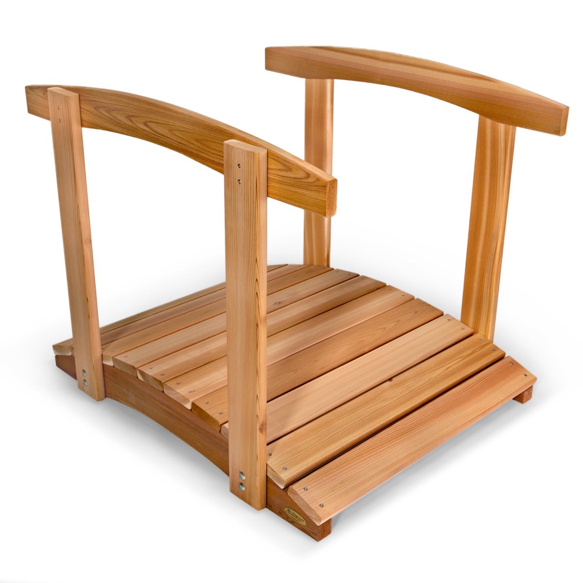 Premium Cedar Garden Bridge with Side Rails - Rustic Wooden Footbridge for Landscaping, Backyard, and Outdoor Decor