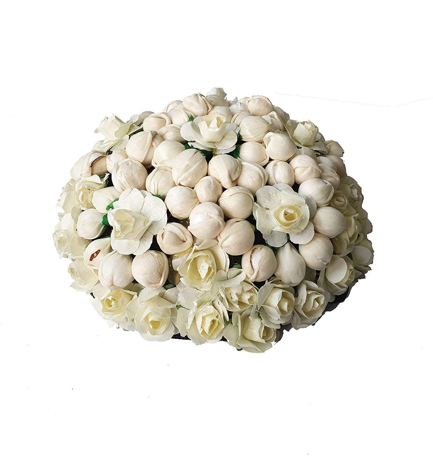 White Paper Fabric Flower Hair Bun Maker with Mongra Juda - Elegant Hair Accessories for Women | Perfect for Weddings, Parties & Daily Styling