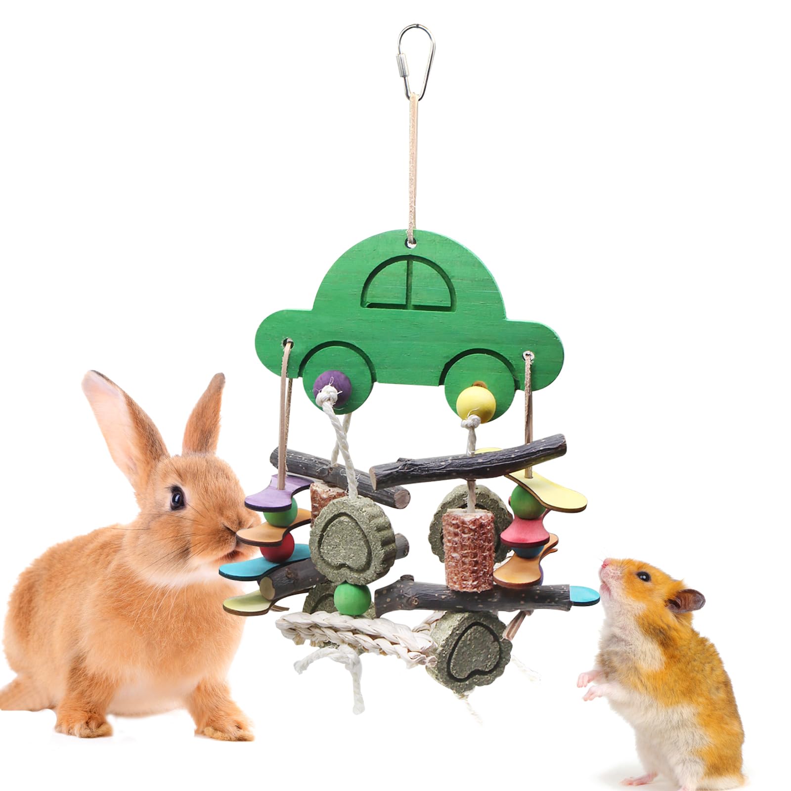 MQFORU Guinea Pig Chew Toys for Rabbits, Hamsters, Chinchillas & Rats - Hanging Cage Toys with Food-Grade Safe Materials & Dyes - Perfect for Small Pet Dental Health & Playtime Enrichment