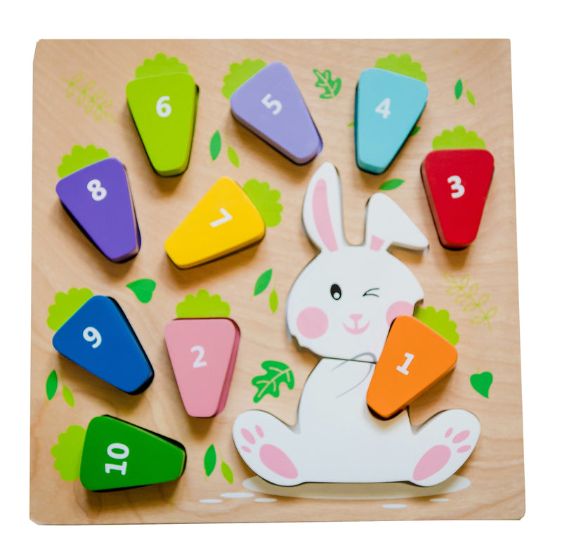 Chunky Wooden Puzzle for Toddlers - 123 Carrot Counting & Learning Toy - Educational Wooden Blocks for Kids - Perfect for Early Childhood Development & Playtime Fun