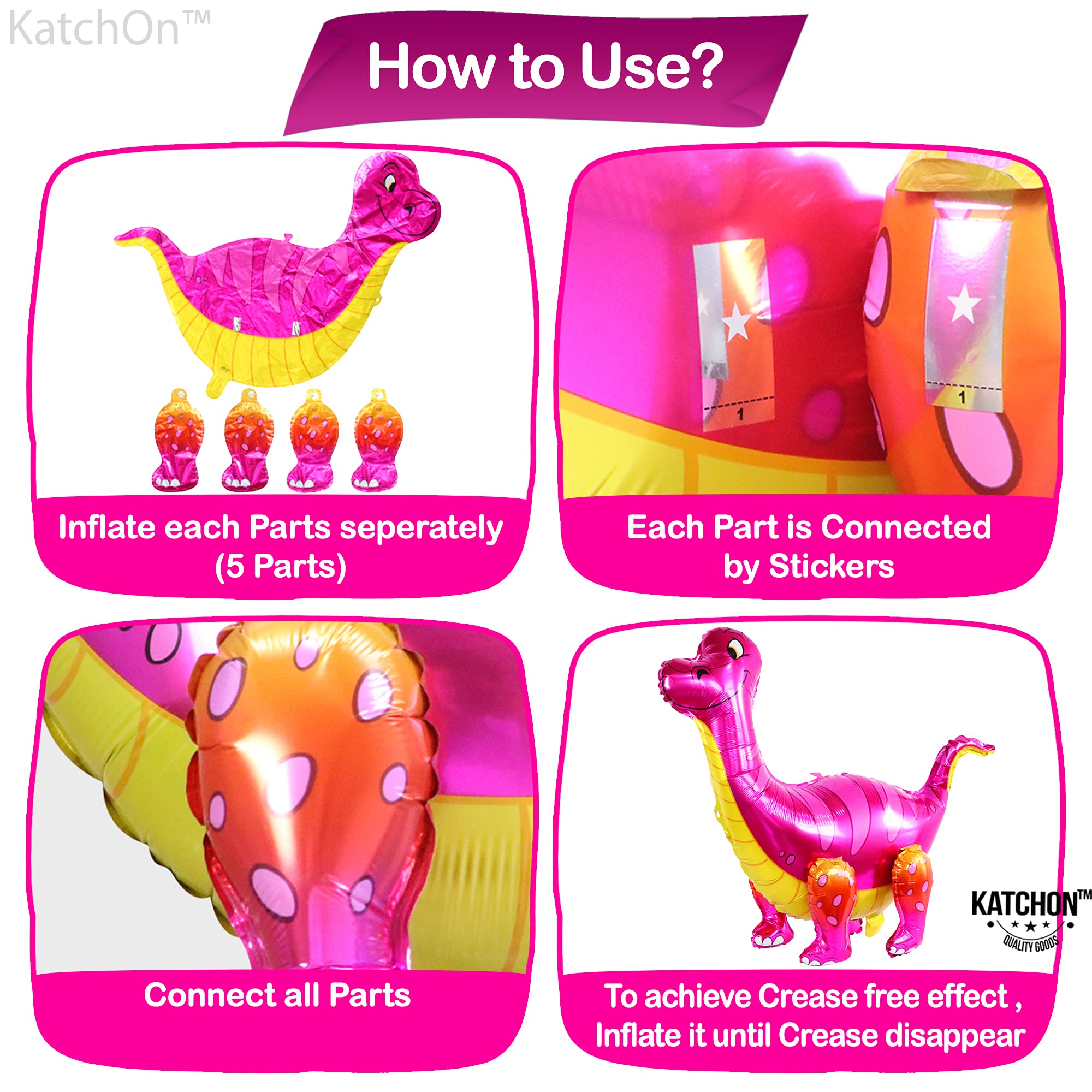 28 Inch Pink 3D Girl Dinosaur Balloons - Self Standing Dinosaur Party Decorations for Birthday, Baby Shower | Perfect for Dinosaur Themed Parties, Gender Reveals & Kids Room Decor