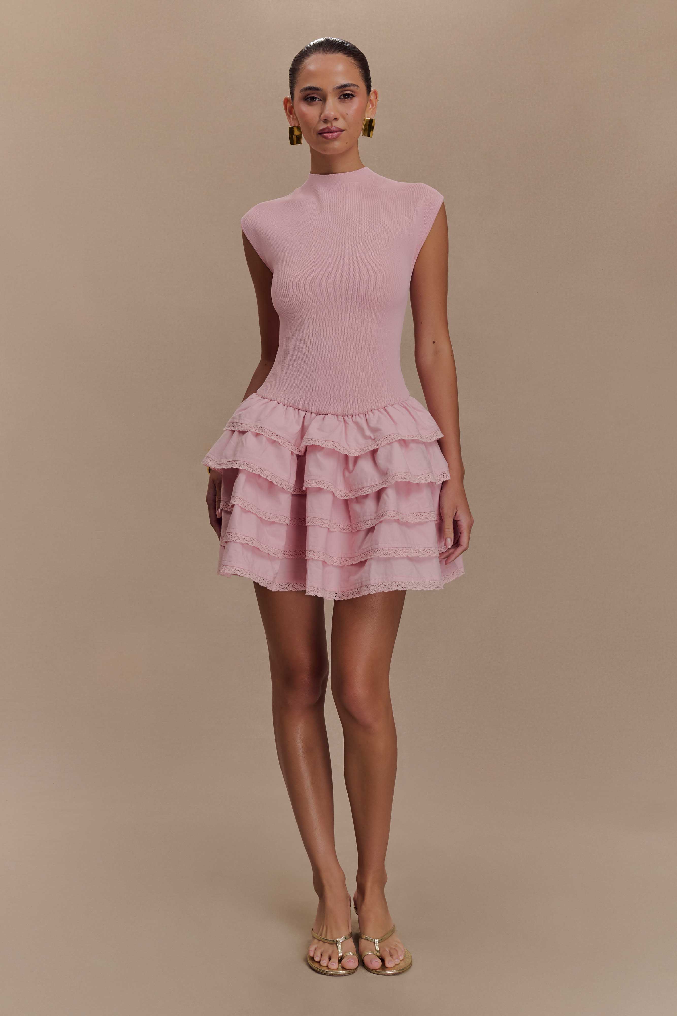 Maeve Ruffle Knit Mini Dress in Dusty Pink | Women's Flirty Summer Dress for Date Night & Beach Vacation