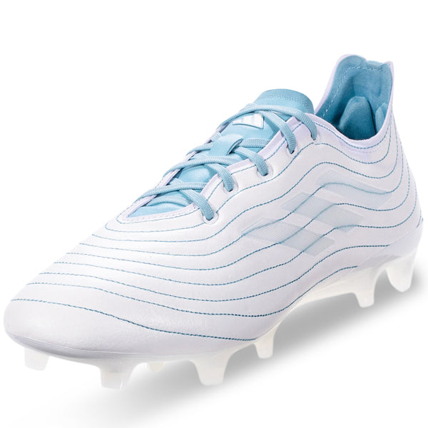 Adidas Copa Pure.1 FG Soccer Cleats - White/Grey/Blue | Firm Ground Football Boots for Men | Perfect for Matches & Training Sessions