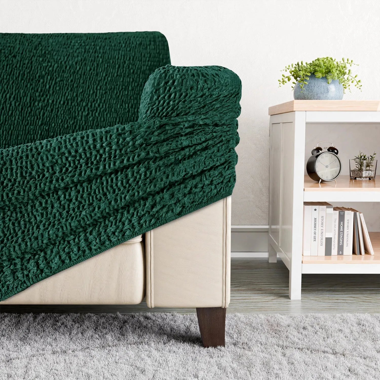 2 Seater Recliner Slipcover - Soft Velvet Stretch Sofa Cover with Elastic Hem, Perfect for Living Room Furniture Protection and Style Upgrade