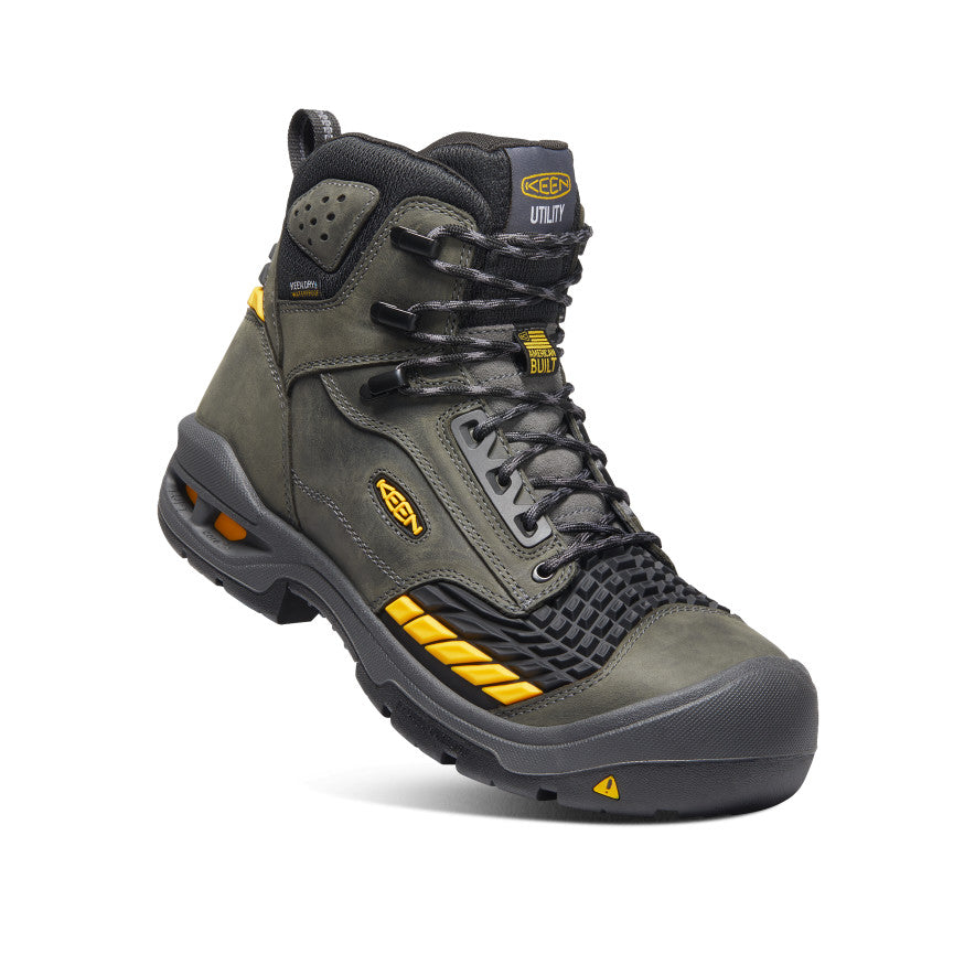Men's Troy 6 Waterproof Work Boots with Carbon Toe - Slip Resistant Safety Shoes for Construction & Outdoor Work | Magnet/Black