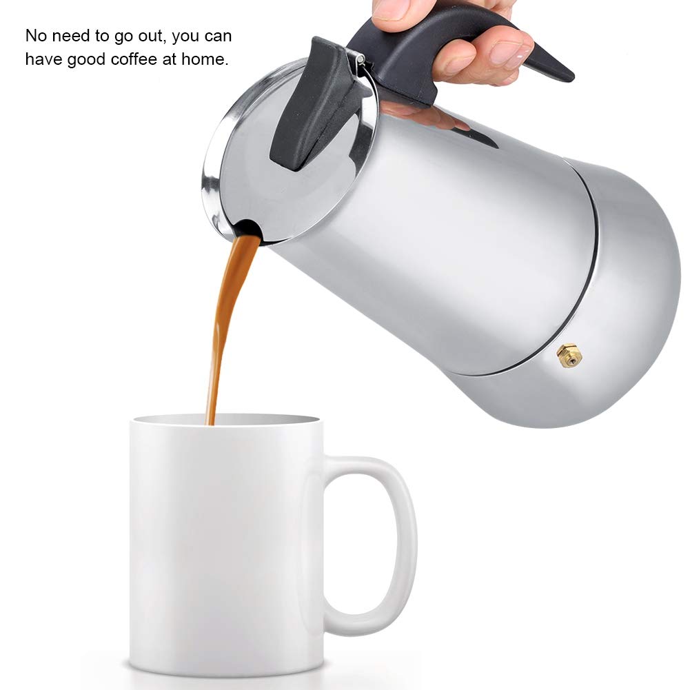 Premium Stainless Steel Moka Pot - 450ml Portable Espresso Maker for Stovetop Coffee Brewing | Perfect for Home, Office, Camping & Travel | Italian Style Coffee Maker
