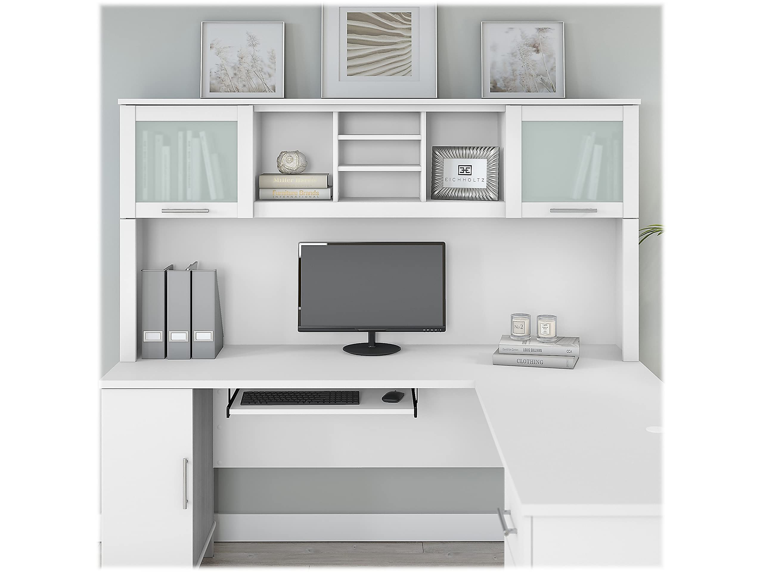 Bush Furniture Somerset 72W White Desk Hutch - Home Office Computer Desk with Storage Shelf | Perfect for Small Spaces & Remote Work