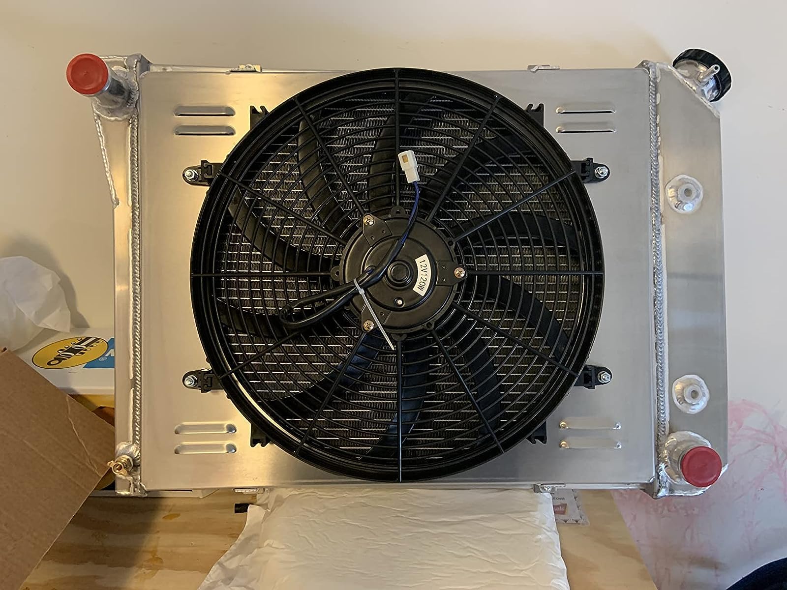 High-Performance All-Aluminum Radiator for 1968-1988 Chevy Chevelle, Impala, Caprice, Camaro, El Camino, Malibu & 1984-1987 Buick Skylark, LeSabre & 1968-1987 Pontiac LeMans, Ventura - 3 Row Radiator with Shroud & Fan Relay - Perfect for Classic Car Restoration & Hot Rod Upgrades