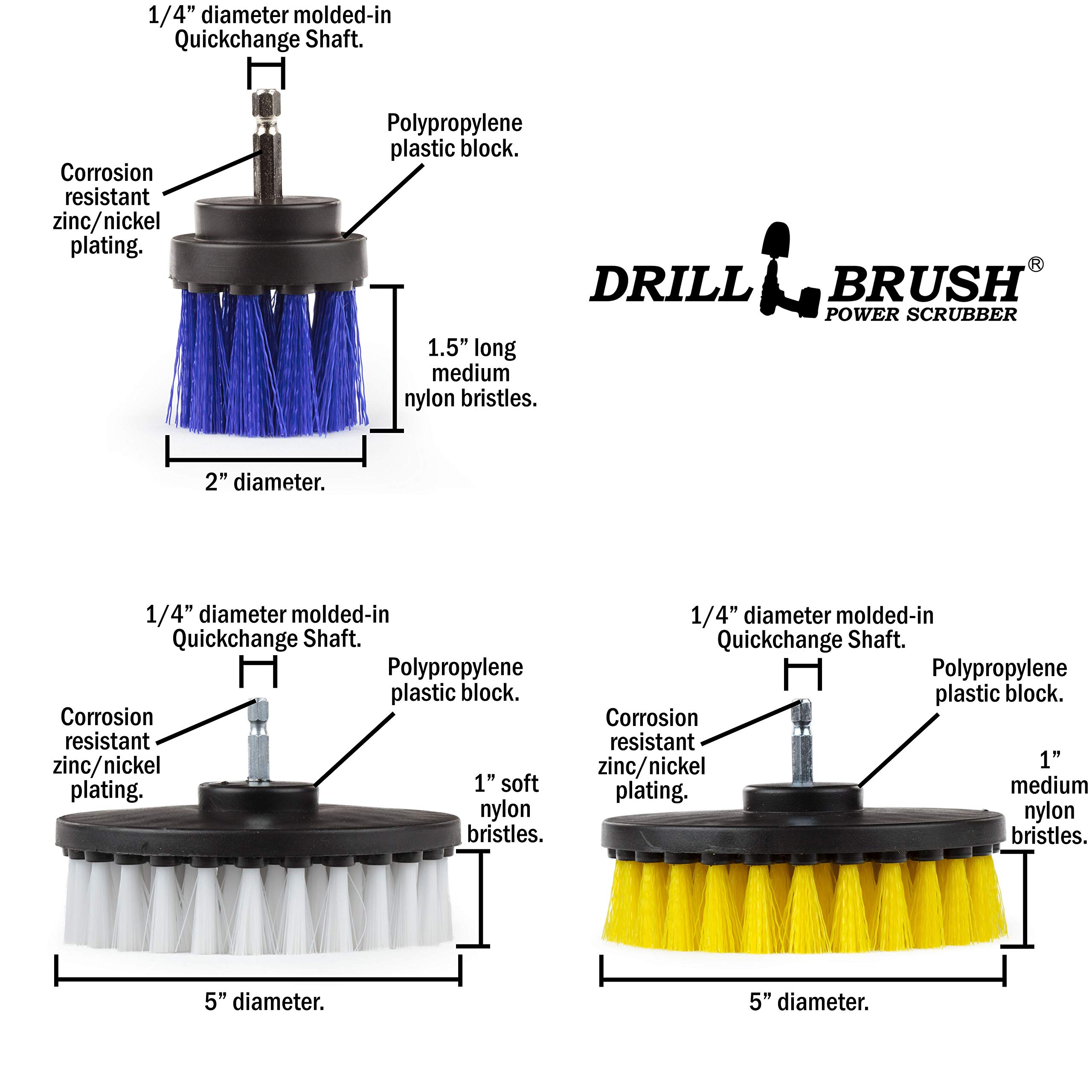 Spin Brush for Bathroom Cleaning - Heavy Duty Scrub Brush with Nylon Bristles - Soft & Thin Cleaning Brush for Tight Spaces - Tile Grout Cleaner & Boat Scrub Brush - Perfect for Shower Tiles, Kitchen Sinks & Hard-to-Reach Areas