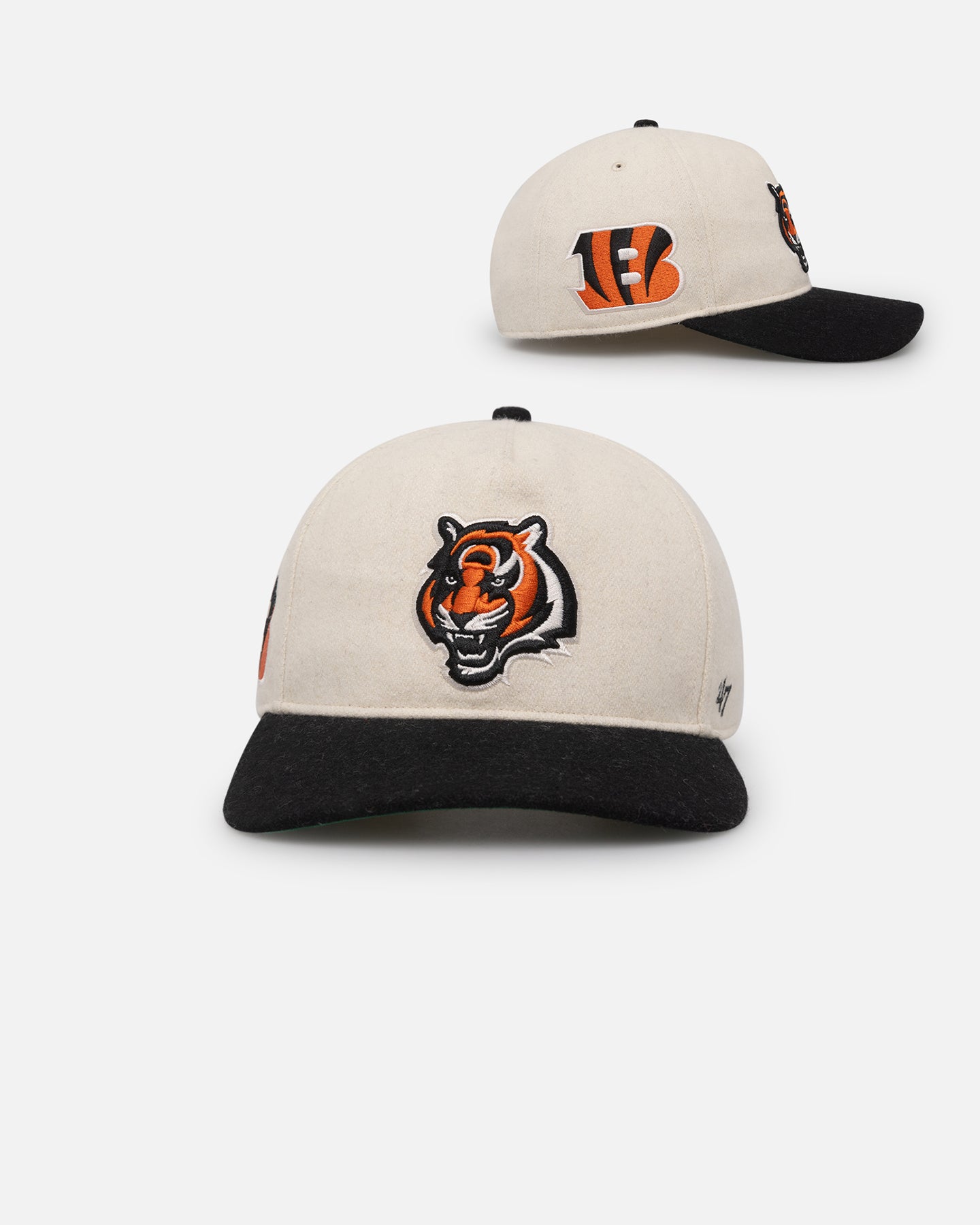 47 Brand Cincinnati Bengals Legacy Wooly Sure Shot Snapback Hat - Natural/Black - Official NFL Team Logo Cap for Men & Women - Perfect for Game Day, Sports Events & Casual Wear
