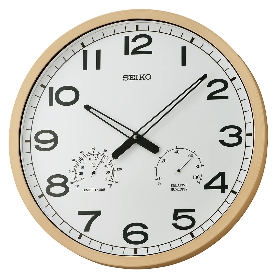 Seiko 22 Inch Ondo Wall Clock - Large Modern Wooden Round Wall Clock with Silent Movement - Perfect for Living Room, Bedroom, Office & Home Decor