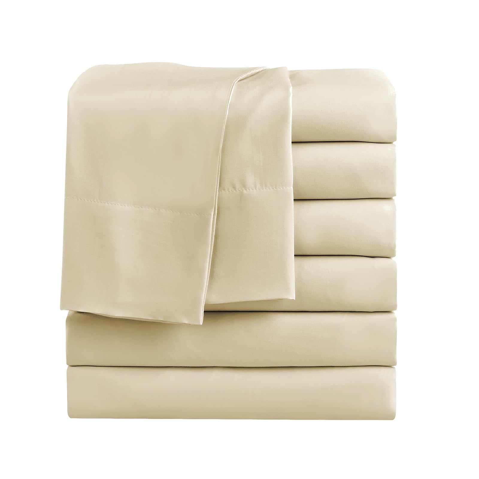 Soft Microfiber Twin Flat Sheet Set - Pack of 6 Beige Bed Sheets for Home, Hotel & Salon Use - Breathable & Wrinkle-Resistant Bedding for Comfortable Sleep