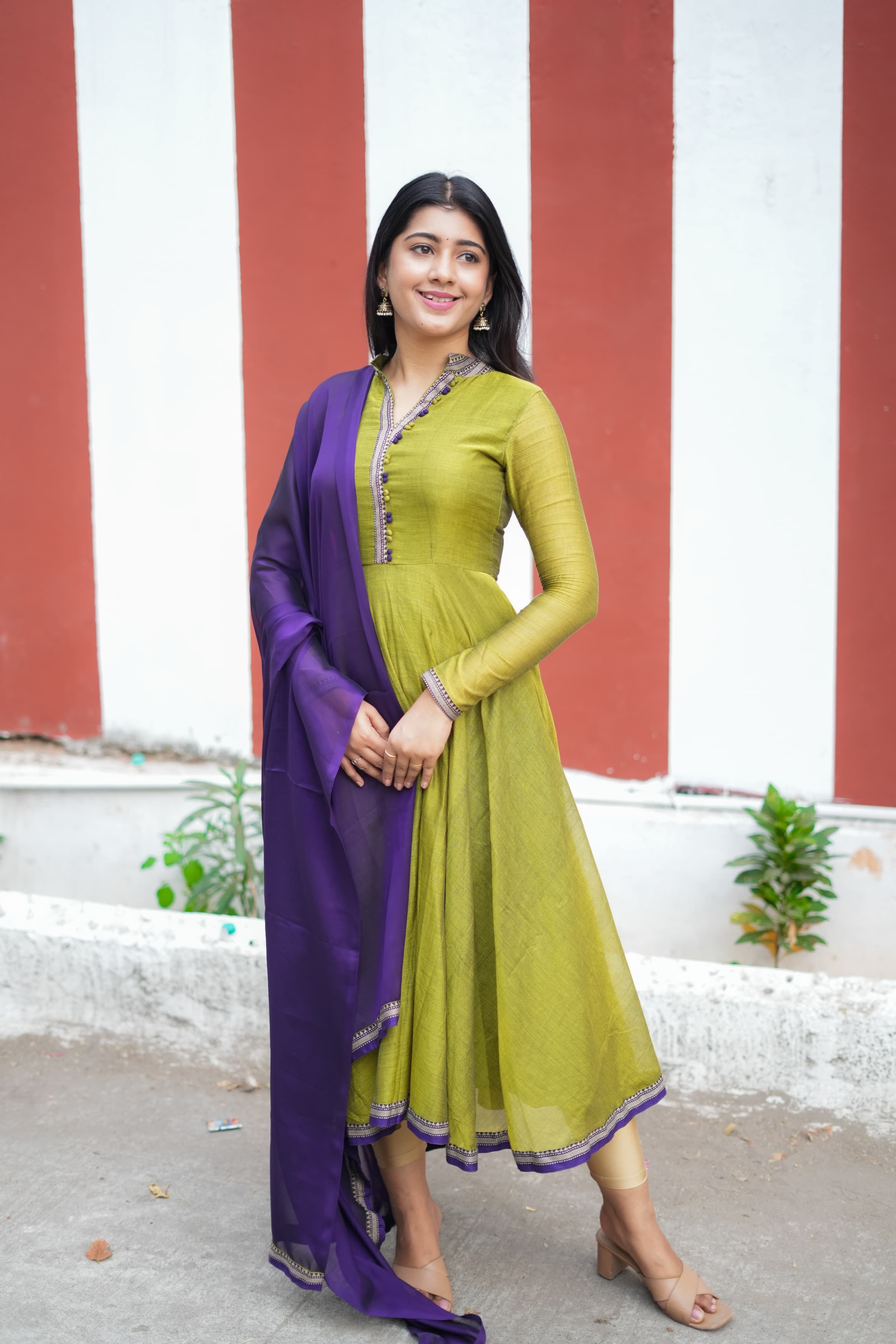 DD685 Kanamma Pure Handloom Anarkali Dress - Elegant Indian Ethnic Wear for Women | Perfect for Weddings, Festivals & Special Occasions
