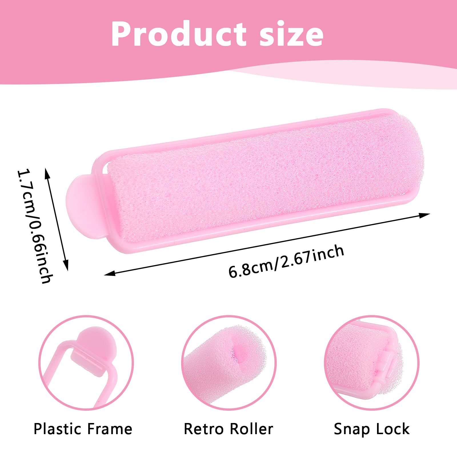 14pcs Soft Foam Hair Rollers for Heatless Curls - 2.67 Inch Sponge Rollers for Fine & Thin Hair - Safe Overnight Sleeping Curlers for Women & Kids - Perfect for Long & Short Hair Styling (Pink) - Great for Home, Salon & Travel Use
