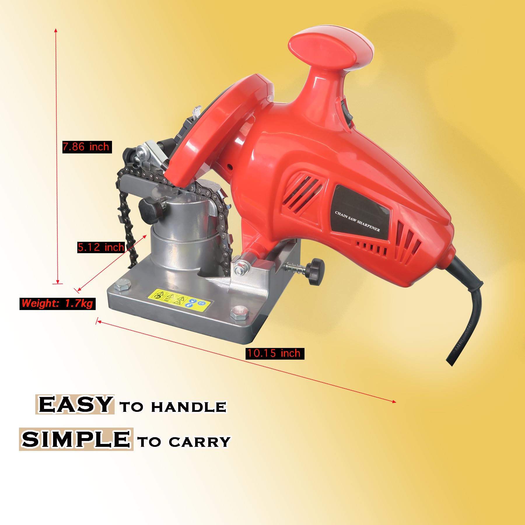 250W Electric Chainsaw Sharpener - Adjustable Angle High-Speed Chain Grinder | Heavy-Duty Mountable Tool for 1/4'' to 3/8'' Pitch Chains | Perfect for DIY Woodworking, Tree Cutting & Firewood Preparation