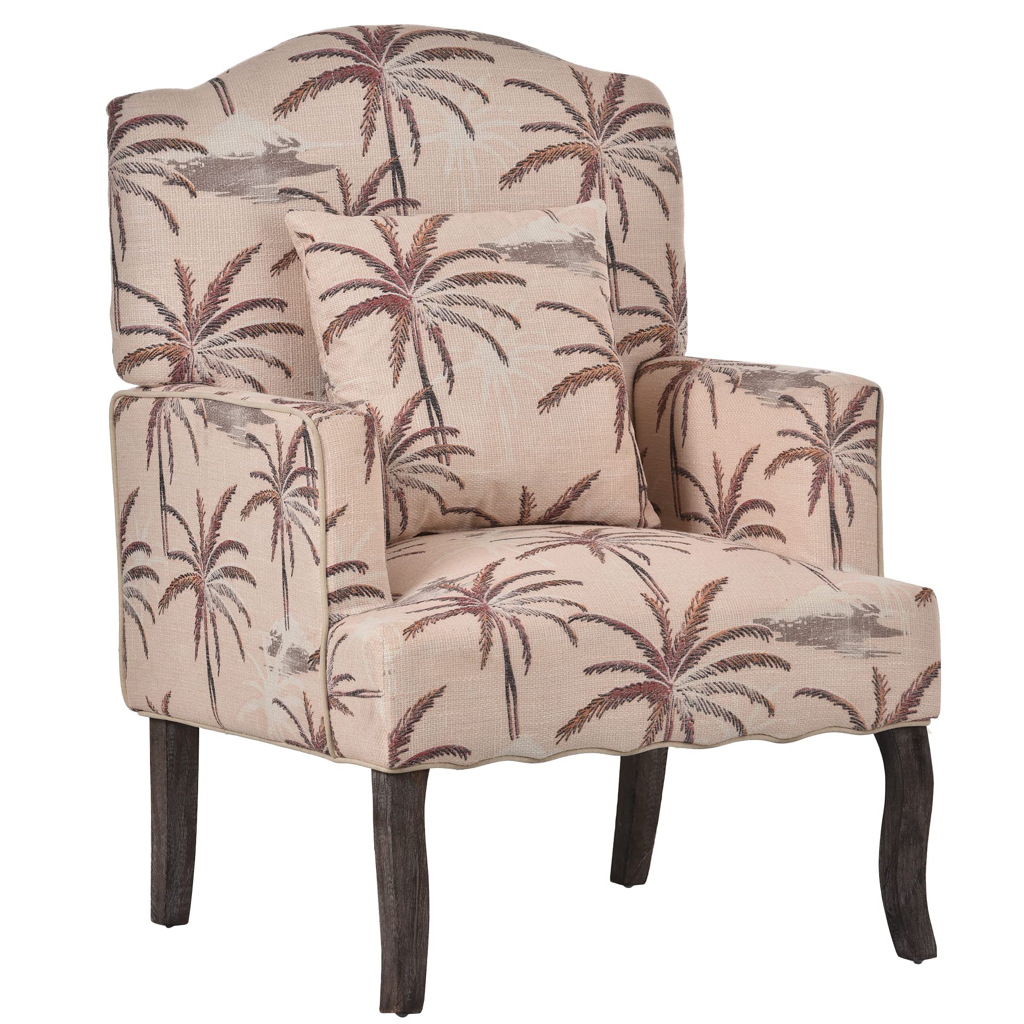 Mid Century Modern Accent Chair with Pillow - Solid Wood Legs Upholstered Armchair, Club Lounge Chair for Living Room, Bedroom & Office - Comfortable Single Sofa for Reading Nook, Home Decor