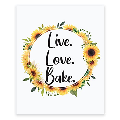 Sunflower Wall Art for Kitchen - Rustic Farmhouse Decor, Kitchen Pictures & Wall Decor, Sunflower Art Prints - Perfect for Farmhouse, Country Style & Vintage Kitchen Decorating
