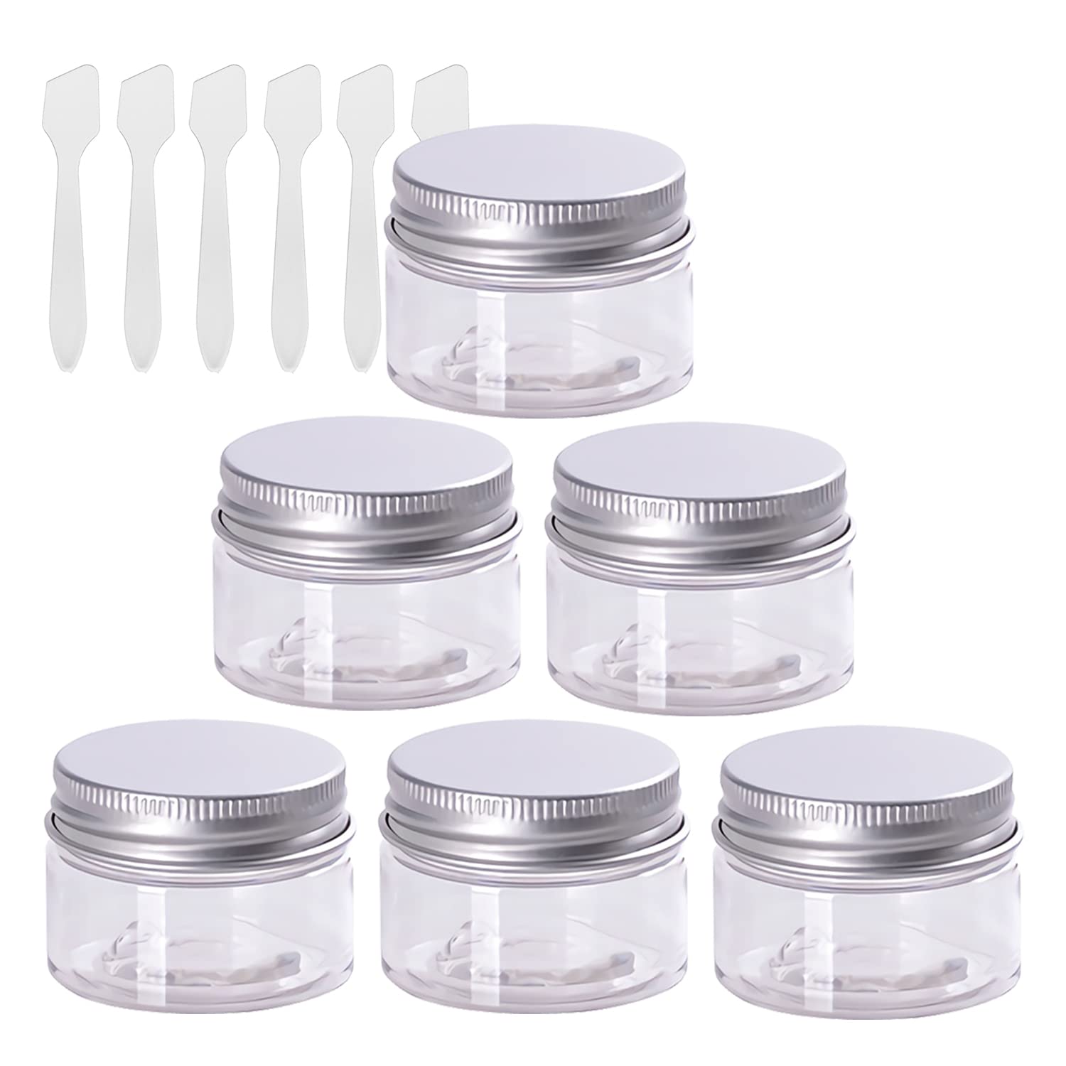 6-Pack 20ml Clear Plastic Cream Jars with Silver Lids - Cosmetic Containers for Makeup, Skincare, Toiletries & Travel - Perfect for Face Cream, Lotion, Salve Storage