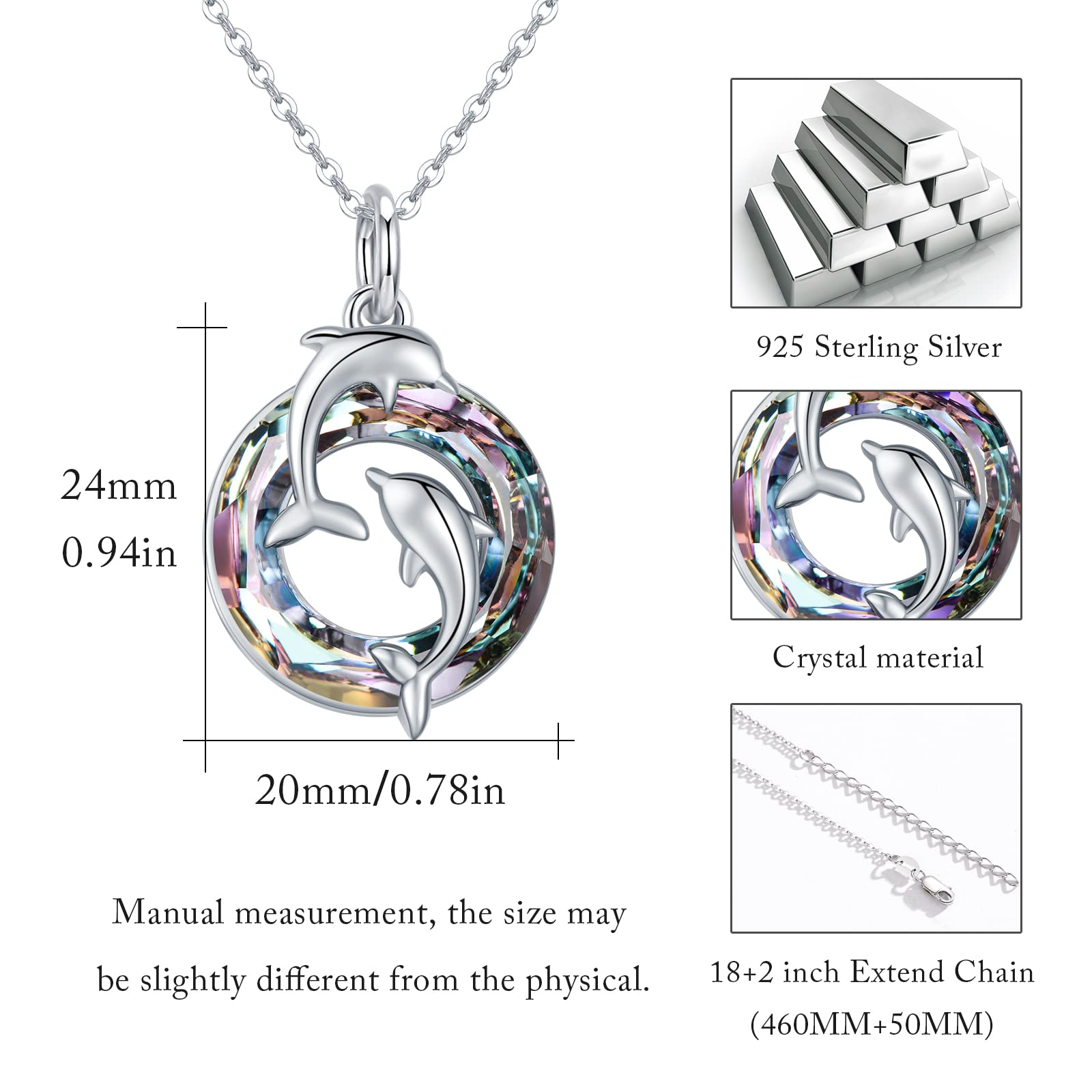 925 Sterling Silver Dolphin Pendant Necklace for Women - Elegant Mother's Day Gift, Birthday Present - Perfect for Beach Vacations, Ocean Lovers & Everyday Wear