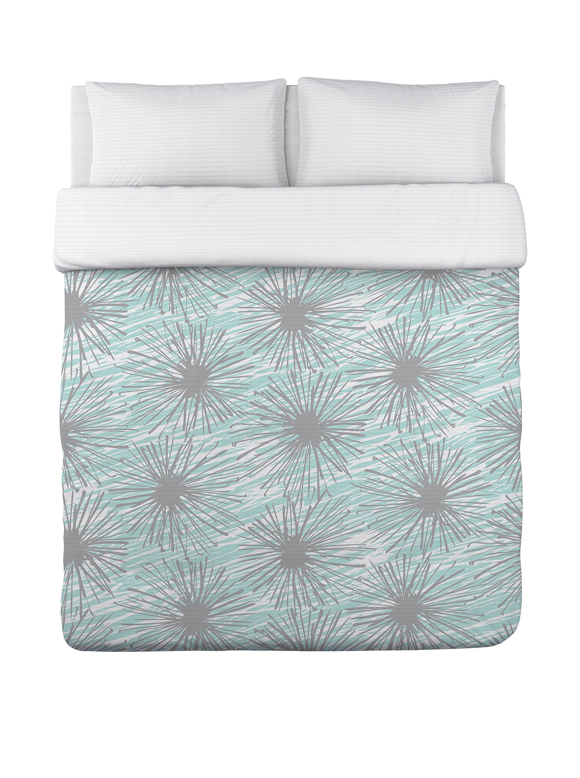OBC Matilda Duvet Cover King Size - Aqua & Gray Soft Bedding Set - Perfect for Master Bedrooms, Guest Rooms & Cozy Home Decor