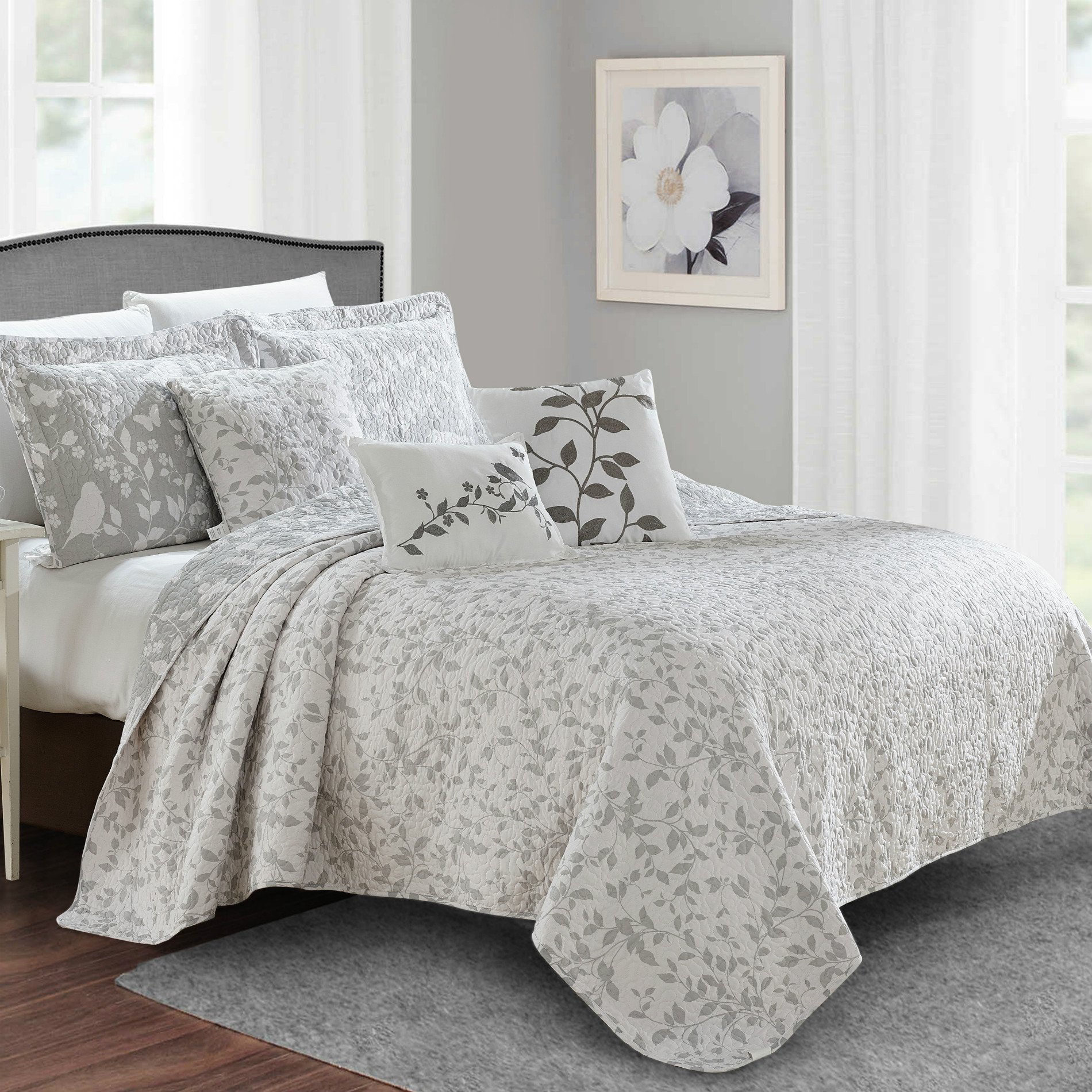 Premium Soft Lightweight Reversible Quilt Coverlet Bedspread Set - All Season Oversized 122